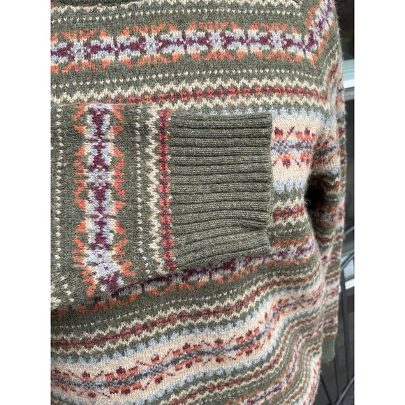 Fair Isle Multi color Merino Wool Blend Cabin Core Nordic Pullover Sweater Sz M - Picture 7 of 8